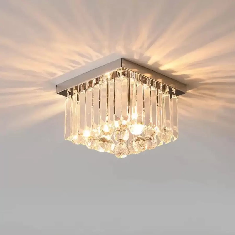 Lustra Cristal MARTINEZ Linear Luxe, Diametru 35cm, 4x E14, Crom Lucios