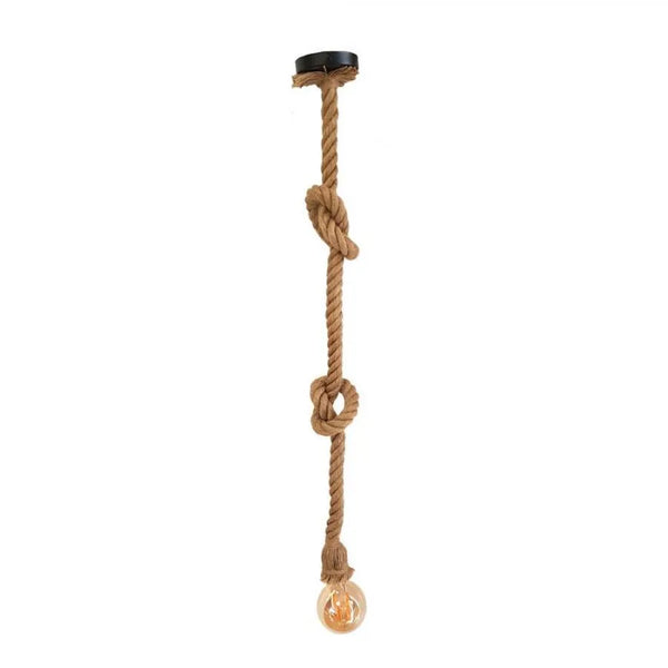 Lustra Vintage CORDA, 1xE27, Rustic, Sfoara si Metal, 150cm, Negru