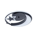 Lustra LED cu telecomanda ALYONA 44W, Luna si Stea, lumina Rece/Calda/Neutra, Dimabila, Negru