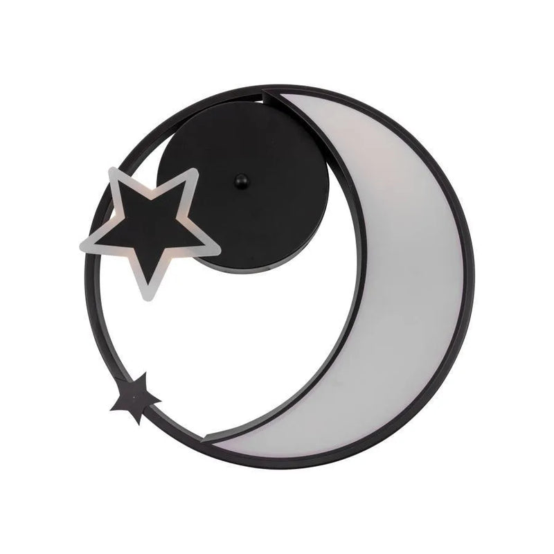 Lustra LED cu telecomanda ALYONA 44W, Luna si Stea, lumina Rece/Calda/Neutra, Dimabila, Negru