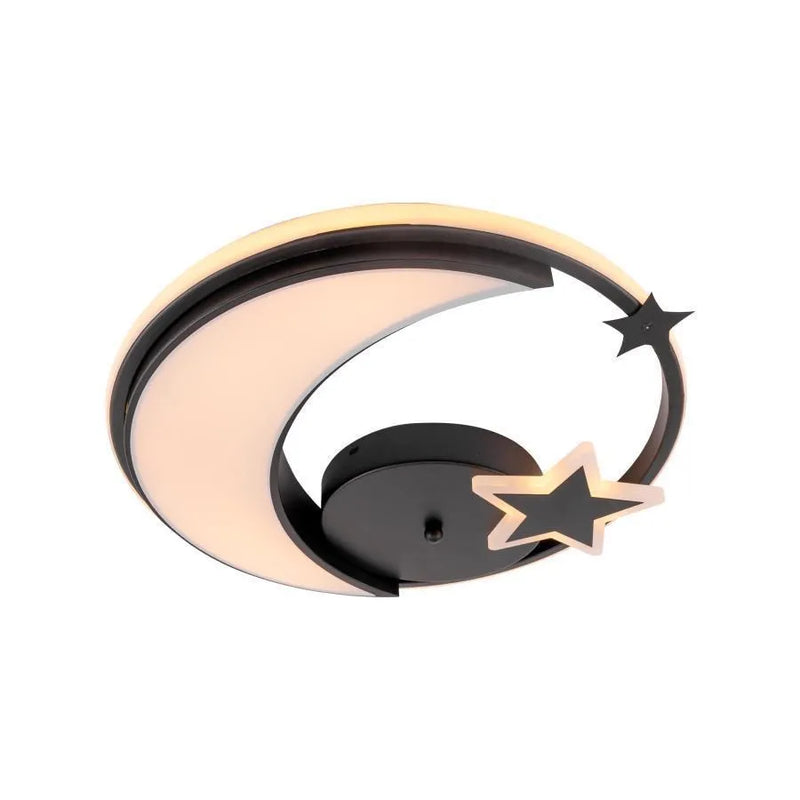 Lustra LED cu telecomanda ALYONA 44W, Luna si Stea, lumina Rece/Calda/Neutra, Dimabila, Negru