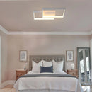 Lustra LED cu telecomanda LANDYN 62W, 2 Patrate, lumina Rece/Calda/Neutra, Dimabila, Alb