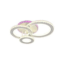 Lustra LED cu telecomanda si cristal LEOCADIA RGB 134W, 3 Cercuri, lumina Rece/Calda/Neutra, Dimabila, Alb