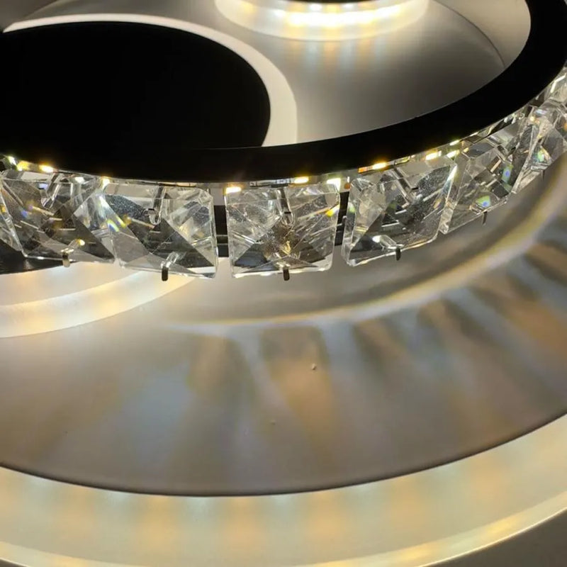 Lustra LED  cu cristal ARIELLA 30W, Rotunda,  lumina Rece/Calda/Neutra, Negru