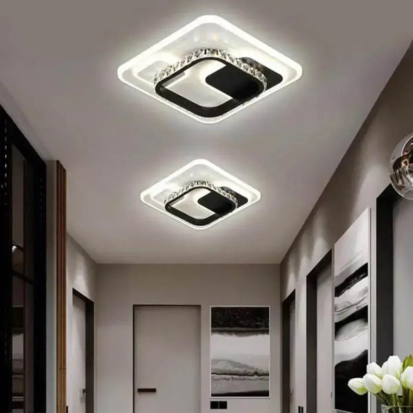 Lustra LED  cu cristal ARIELLA 40W, Patrata,  lumina Rece/Calda/Neutra, Negru