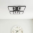 Lustra LED cu telecomanda ZOE 68W, 5 Patrate, lumina Rece/Calda/Neutra, Dimabila, Negru