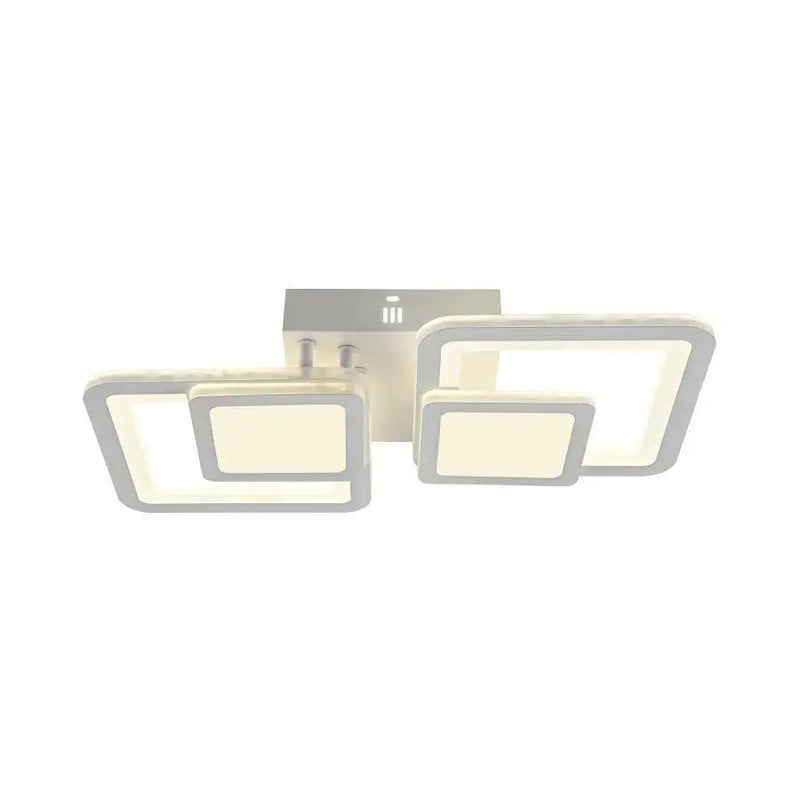 Lustra LED cu telecomanda BALANS 48W, 2 Patrate, lumina Rece/Calda/Neutra, Dimabila, Alb