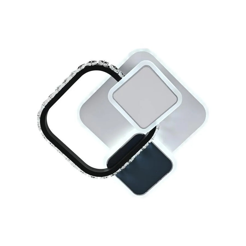 Lustra LED cu cristal GELLA 48W,  Patrata, lumina Rece/Calda/Neutra, Alb Negru