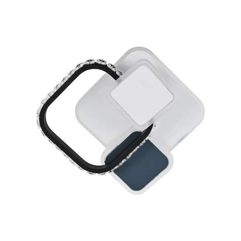 Lustra LED cu cristal GELLA 48W,  Patrata, lumina Rece/Calda/Neutra, Alb Negru
