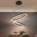 Lustra LED suspendata cu telecomanda CASIANA 40W, 2 Cercuri, lumina Rece/Calda/Neutra, Dimabila, Negru, Inaltime Reglabila