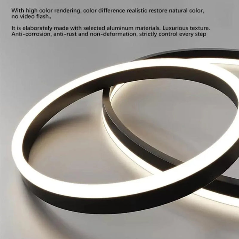 Lustra LED suspendata cu telecomanda CASIANA 40W, 2 Cercuri, lumina Rece/Calda/Neutra, Dimabila, Negru, Inaltime Reglabila