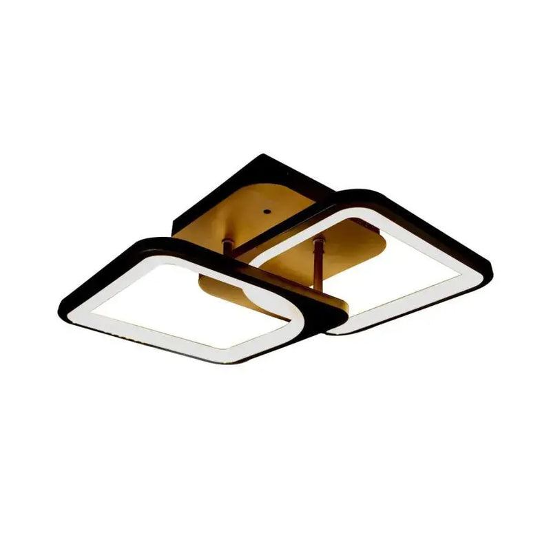 Lustra LED cu telecomanda ZOE 39W, 2 Patrate,  lumina Rece/Calda/Neutra, Dimabila, Negru