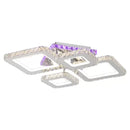 Lustra LED cu telecomanda si cristal NOVA RHOMBA RGB 60W, 4 Patrate, lumina Rece/Calda/Neutra, Dimabila, Crom Lucios