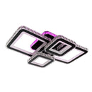 Lustra LED cu telecomanda si cristal BLAKELY RGB 154W, 4 Patrate, lumina Rece/Calda/Neutra, Dimabila, Negru