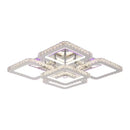 Lustra LED cu telecomanda cu cristal QUADRIA SUPREMO RGB, 148W, 5 Patrate, lumina Rece/Calda/Neutra, Dimabila, Crom Lucios