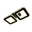 Lustra LED cristal QUADRIS 41W, 2 Patrate, lumina Rece/Calda/Neutra, Dimabila, Negru