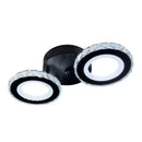 Lustra LED cu telecomanda si cristal NOVA ROTONDA 29W, 2 Cercuri, lumina Rece/Calda/Neutra, Dimabila, Negru