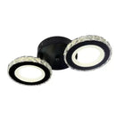 Lustra LED cu telecomanda si cristal NOVA ROTONDA 29W, 2 Cercuri, lumina Rece/Calda/Neutra, Dimabila, Negru