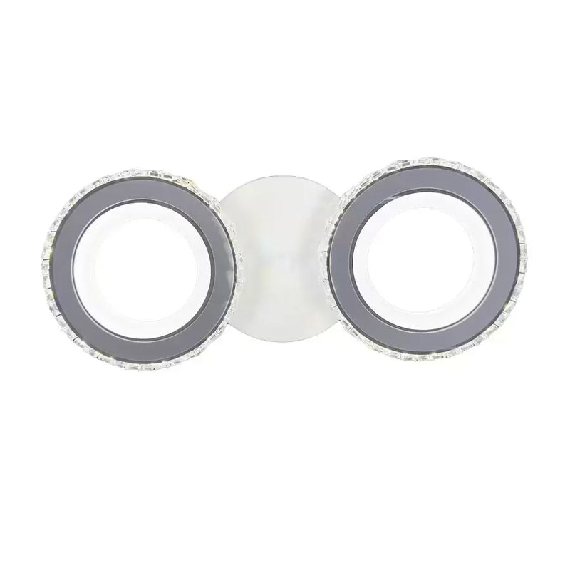 Lustra LED cu telecomanda si cristal NOVA ROTONDA 29W, 2 Cercuri, lumina Rece/Calda/Neutra, Alb