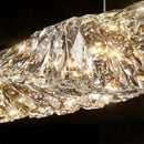 Lustra LED suspendata cu telecomanda si cristal SEHRAZAT 38W, Liniara, lumina Rece/Calda/Neutra, Dimabila, Crom Lucios, Inaltime Reglabila