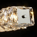 Lustra LED suspendata cu telecomanda si cristal SEHRAZAT 38W, Liniara, lumina Rece/Calda/Neutra, Dimabila, Crom Lucios, Inaltime Reglabila