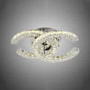 Lustra LED cu telecomanda si cristal SHIA 27W, 2 Cercuri, lumina Rece/Calda/Neutra, Dimabila, Crom Lucios