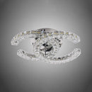 Lustra LED cu telecomanda si cristal SHIA 27W, 2 Cercuri, lumina Rece/Calda/Neutra, Dimabila, Crom Lucios