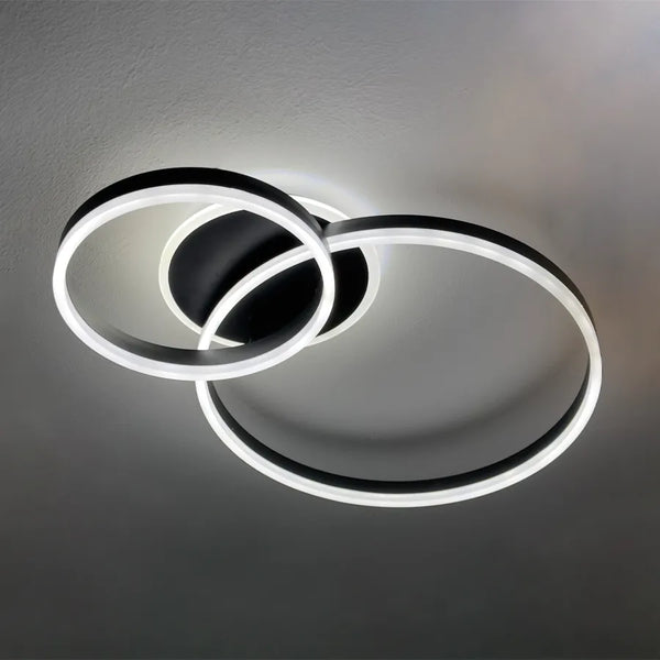 Lustra LED cu telecomanda ELISABETH 72W, 2 Cercuri, lumina Rece/Calda/Neutra, Dimabila, Negru