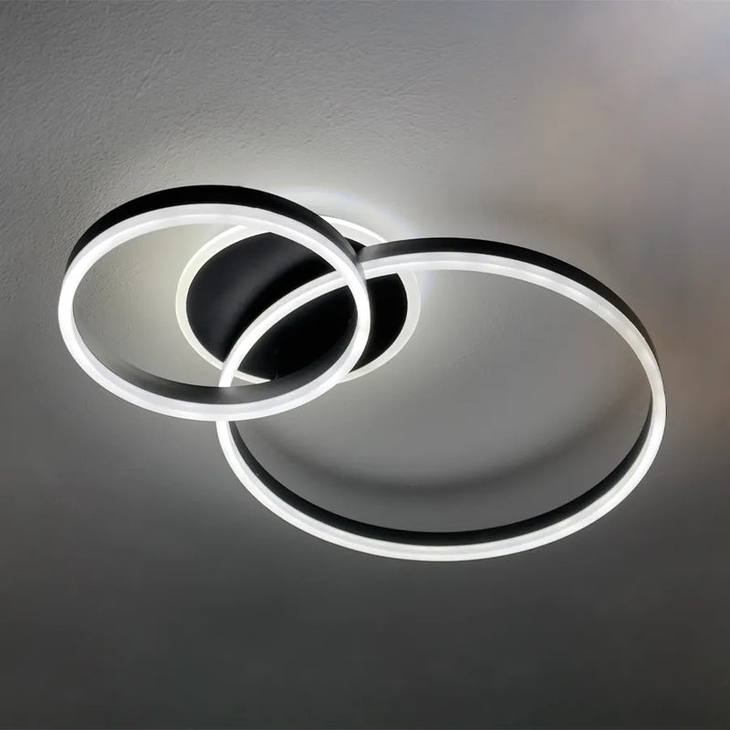 Lustra LED cu telecomanda ELISABETH 72W, 2 Cercuri, lumina Rece/Calda/Neutra, Dimabila, Negru