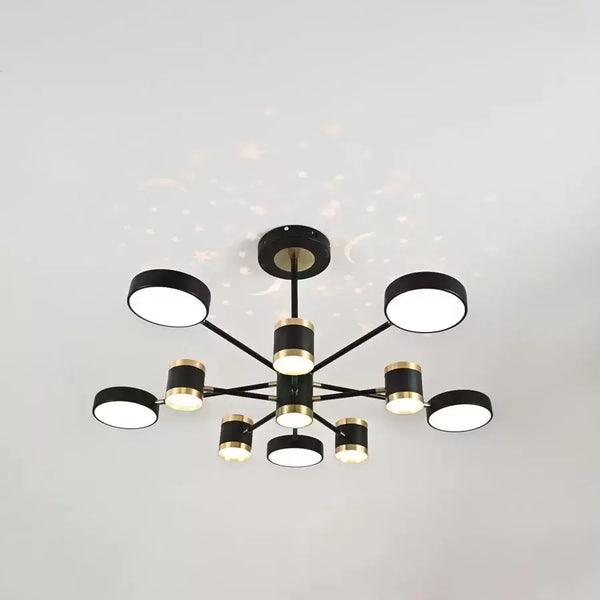 Lustra LED cu telecomanda NOVA 95W, 10 Elemente, lumina Rece/Calda/Neutra, Dimabila, Negru
