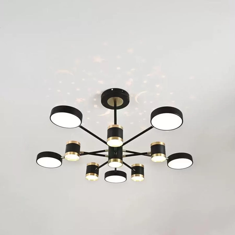 Lustra LED cu telecomanda NOVA 95W, 10 Elemente, lumina Rece/Calda/Neutra, Dimabila, Negru