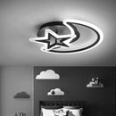 Lustra LED cu telecomanda LUNA SI STEA 45W, 2 Elemente, lumina Rece/Calda/Neutra, Dimabila, Negru