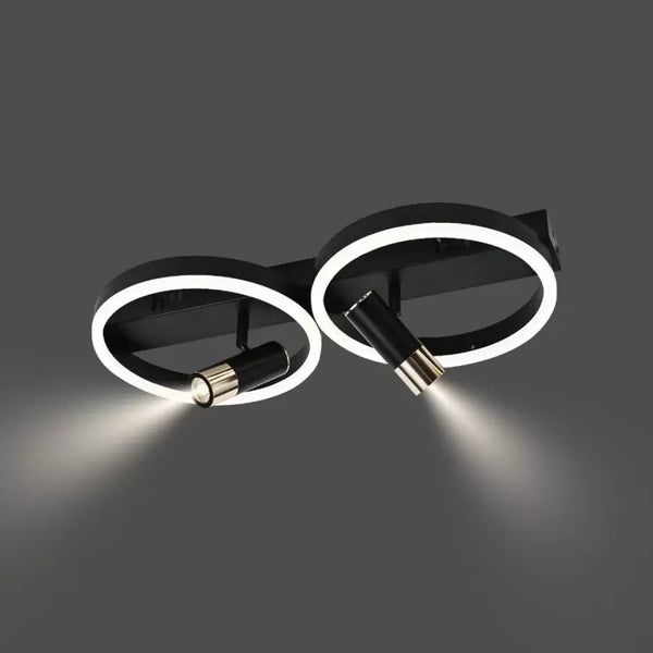Lustra LED cu Proiector Reglabil si telecomanda RUBEN 34W, 2 Cercuri, lumina Rece/Calda/Neutra, Dimabila, Negru