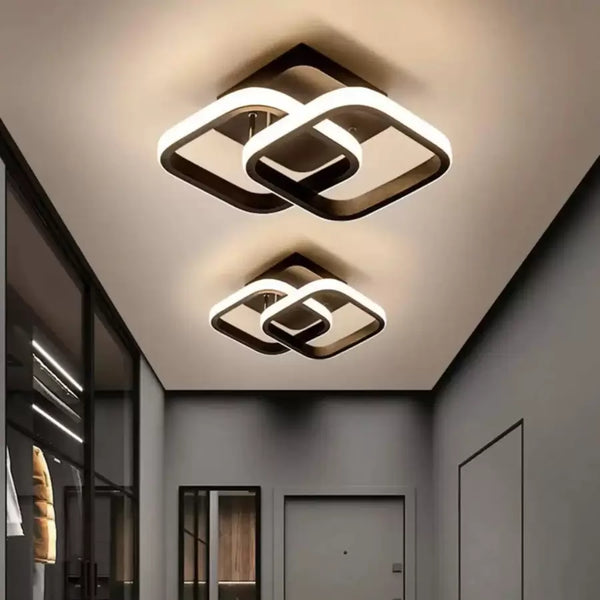 Lustra LED VERTEX Matrix Romburi Suprapuse, 11W, 2 Romburi, Lumina Rece/Calda/Neutra, Negru