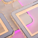 Lustra LED cu telecomanda si cristal QUADRIS RGB, 78W, 4 Patrate, lumina Rece/Calda/Neutra, Dimabila, Alb