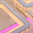 Lustra LED cu telecomanda si cristal QUADRIS RGB 170W, 6 Patrate, Lumina Rece/Calda/Neutra, Dimabila, Alb