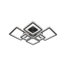 Lustra LED cu telecomanda si cristal QUADRIS RGB 330W, 6 Patrate, lumina Rece/Calda/Neutra, Dimabila, Negru