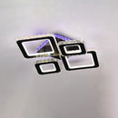 Lustra LED cu telecomanda si cristal TERRANO RGB 162W, 4 Patrate, lumina Rece/Calda/Neutra, Dimabila, Negru