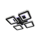 Lustra LED cu telecomanda si cristal LEILA RGB 79W, 4 Patrate, lumina Rece/Calda/Neutra, Dimabila, Negru Crom Lucios