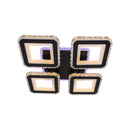 Lustra LED cu telecomanda si cristal LEILA RGB 79W, 4 Patrate, lumina Rece/Calda/Neutra, Dimabila, Negru Crom Lucios