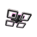 Lustra LED cu telecomanda si cristal LEILA RGB 79W, 4 Patrate, lumina Rece/Calda/Neutra, Dimabila, Negru Crom Lucios