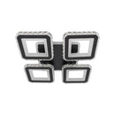 Lustra LED cu telecomanda si cristal LEILA RGB 79W, 4 Patrate, lumina Rece/Calda/Neutra, Dimabila, Negru Crom Lucios