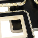 Lustra LED cu telecomanda si cristal LEILA RGB 79W, 4 Patrate, lumina Rece/Calda/Neutra, Dimabila, Negru Crom Lucios