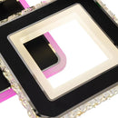 Lustra LED cu telecomanda si cristal LEILA RGB 79W, 4 Patrate, lumina Rece/Calda/Neutra, Dimabila, Negru Crom Lucios