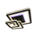 Lustra LED cu telecomanda si cristal LEILA 88W, 3 Patrate, lumina Rece/Calda/Neutra, Dimabila, Negru Crom Lucios