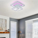 Lustra LED cu telecomanda si cristal LEILA 154W, 3 Patrate, lumina Rece/Calda/Neutra, Dimabila, Alb Crom Lucios