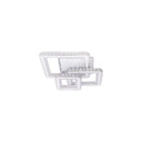 Lustra LED cu telecomanda si cristal LEILA 154W, 3 Patrate, lumina Rece/Calda/Neutra, Dimabila, Alb Crom Lucios