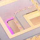 Lustra LED cu telecomanda si cristal LEILA 154W, 3 Patrate, lumina Rece/Calda/Neutra, Dimabila, Alb Crom Lucios