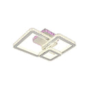 Lustra LED cu telecomanda si cristal BLAKELY RGB 166W, 3 Patrate, lumina Rece/Calda/Neutra, Dimabila, Alb