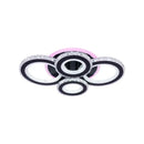 Lustra LED cu telecomanda si cristal NOVA ROTONDA RGB 68W, 4 Cercuri, lumina Rece/Calda/Neutra, Dimabila, Negru